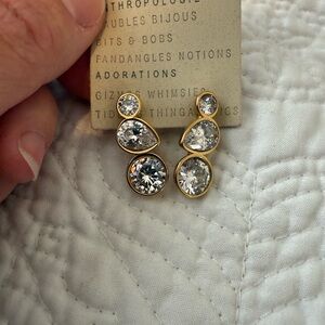 Anthropologie Gold plated Crystal Earrings